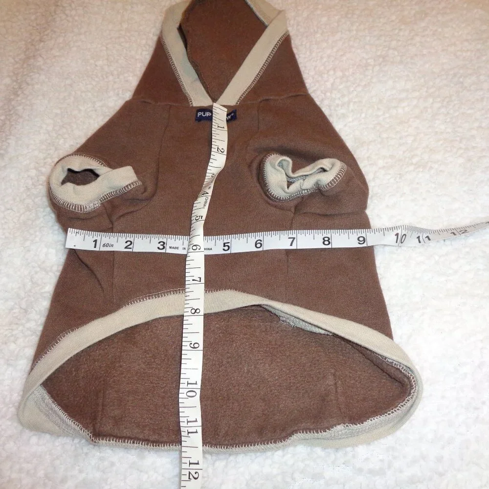 Pup Crew Dog or Cat Brown Hoodie with Bone Size Medium